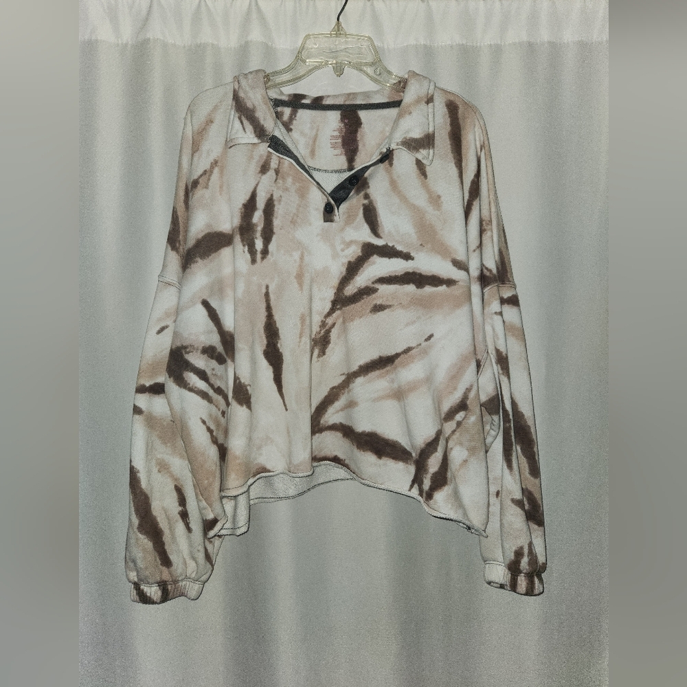 Zara Brown and Cream Tie-Dye Hoodie